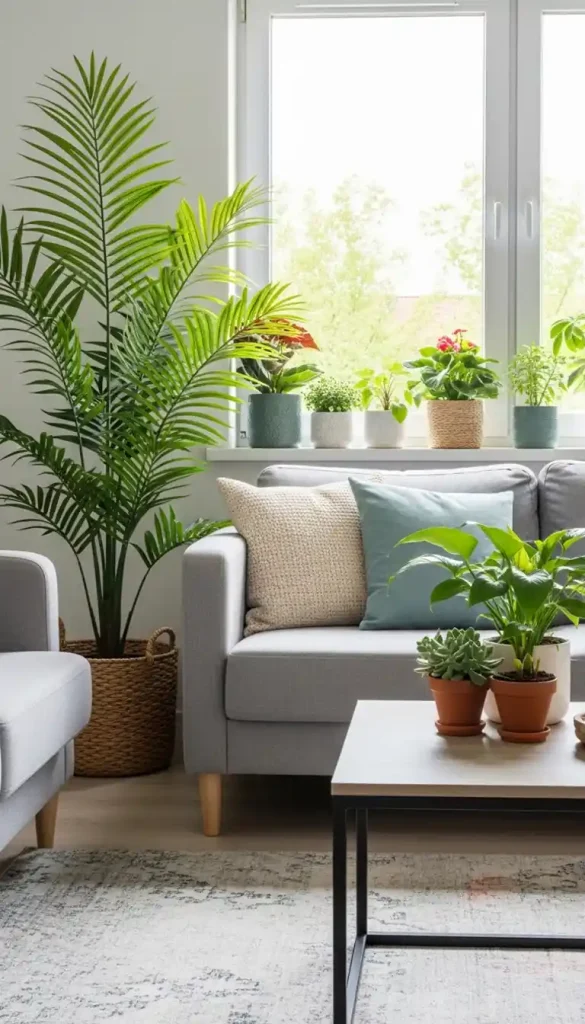 Strategically Place Greenery for Living Room Vitality