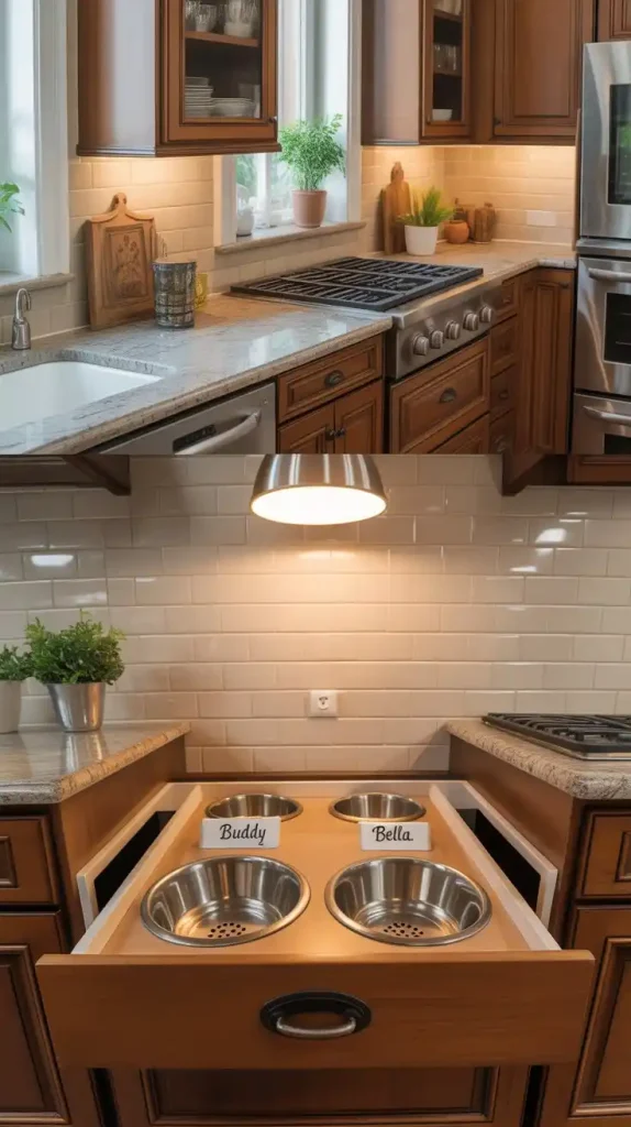 Pet Feeding Station in kitchen