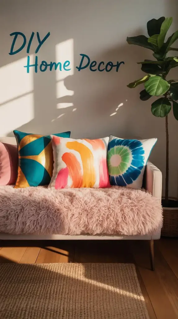 DIY Painted Throw Pillows for Living Room