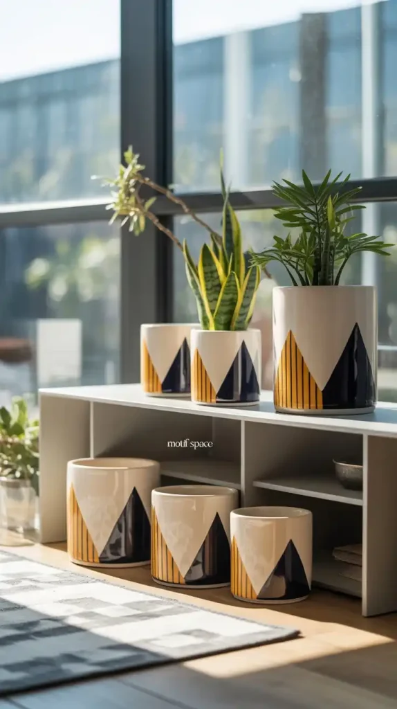 Painted Geometric Planters for DIY Modern Decor