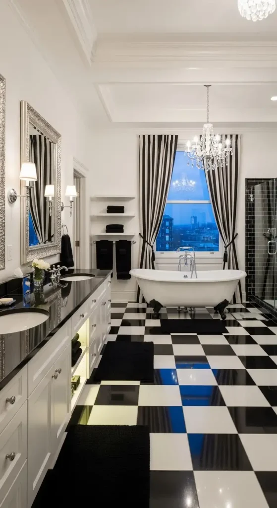  Classic Black and White Tile Checkerboard Floor
