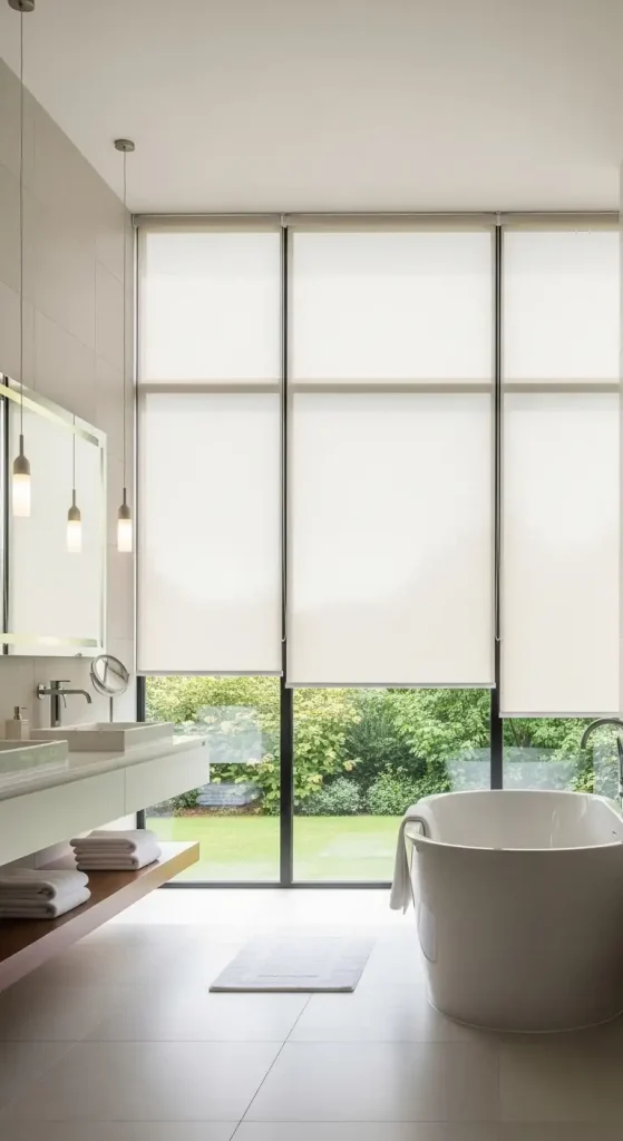 Classic Roller Blinds for a Modern Bathroom