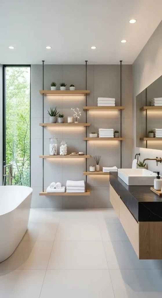  Floating Shelves for a Modern Bathroom Look