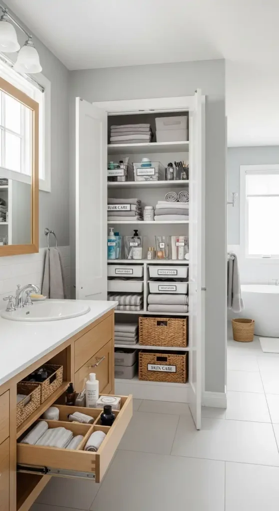 Full Declutter Bathroom closet