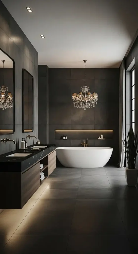 Bathroom dark tile