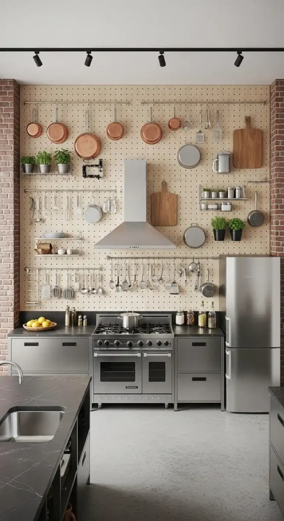 Wall with Open Pegboards