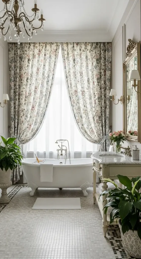 Bathroom Curtains with a Floral Print
