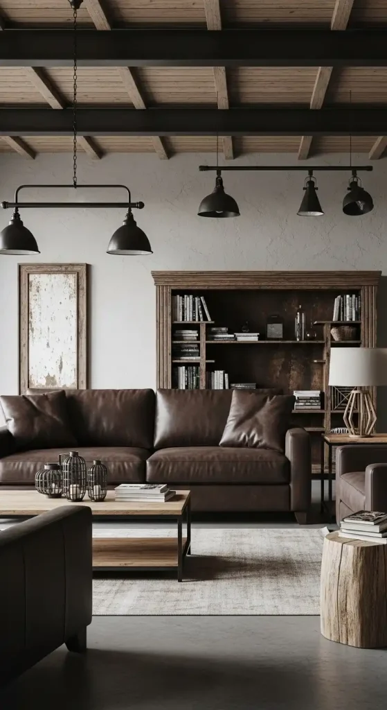 Dark Brown Couch Meets Modern Rustic Aesthetic