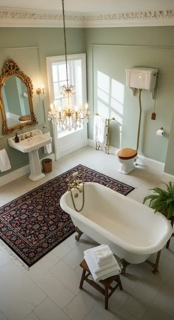 Vintage Bathroom with a Vintage Rug