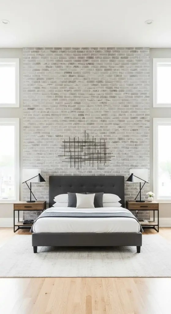 bedroom back wall Design Faux Brick Wall