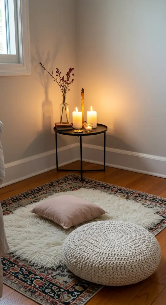 meditation corner in bedroom