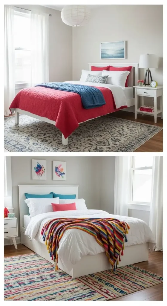 Add a Pop of Color in chic small bedroom