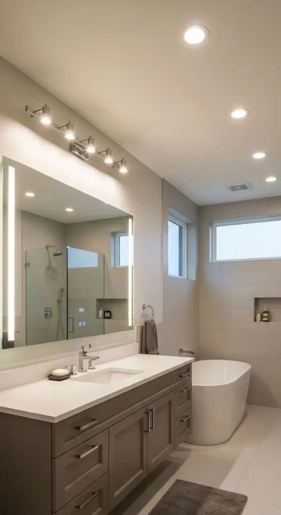 Combination of Vanity Lighting and Overhead Lighting