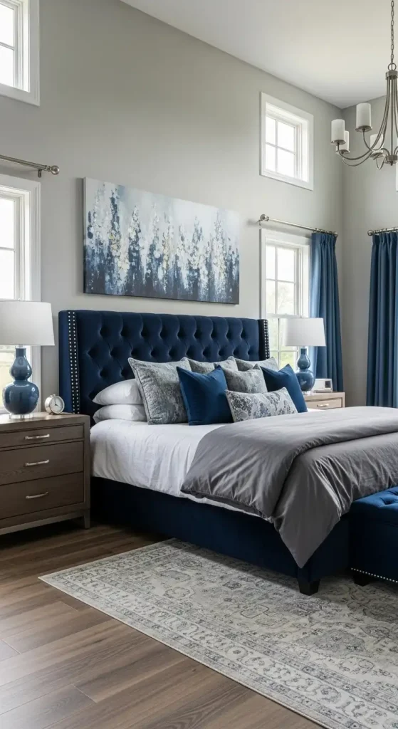 Design a Master Bedroom with a Blue and Gray Palette