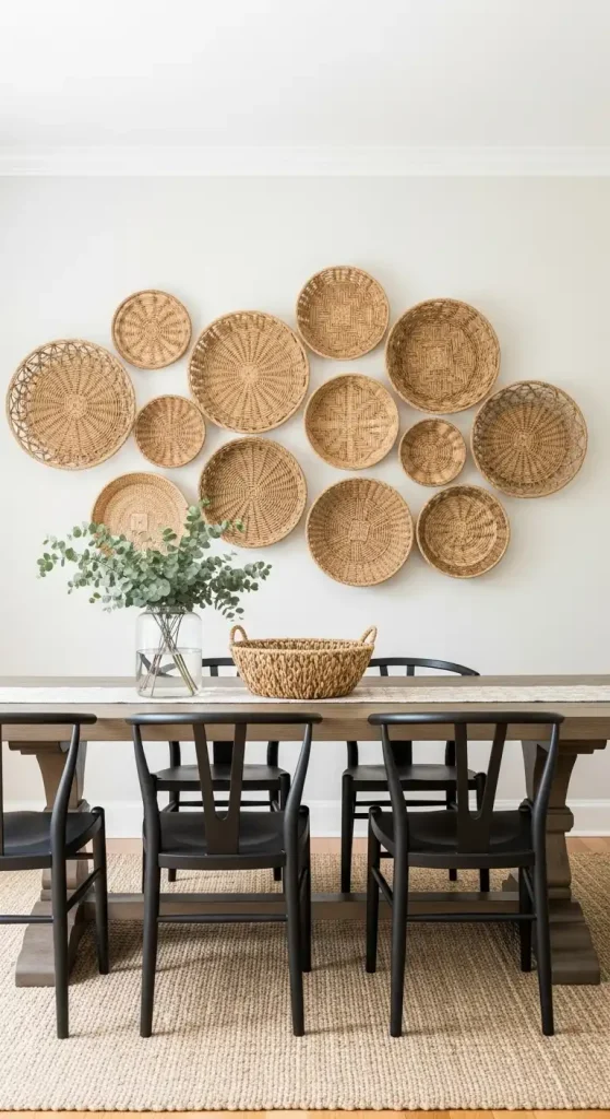 Wall Decor with Woven Baskets