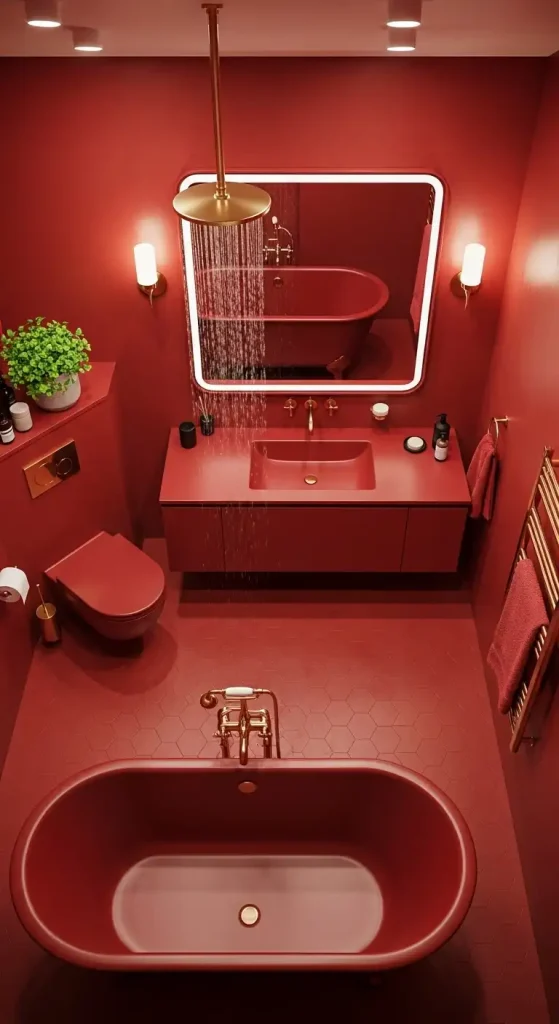 Bathroom with a Red Color