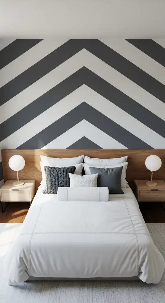 Bedroom Wallpaper Accent Wall Chevron Pattern for Fun
