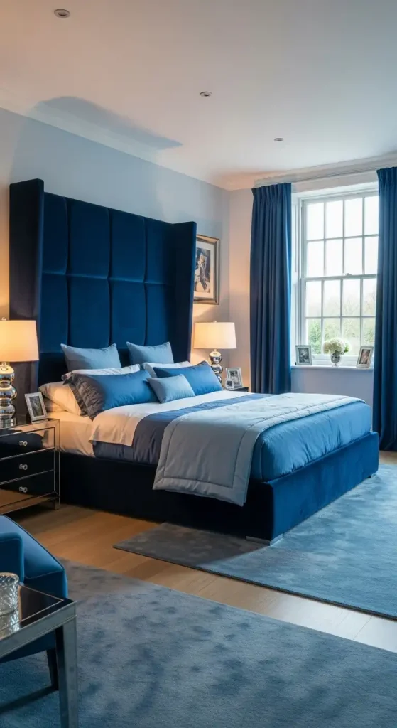 blue bedroom Blue Headboard