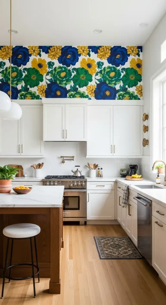 Accent Wallpaper in kitchen wall