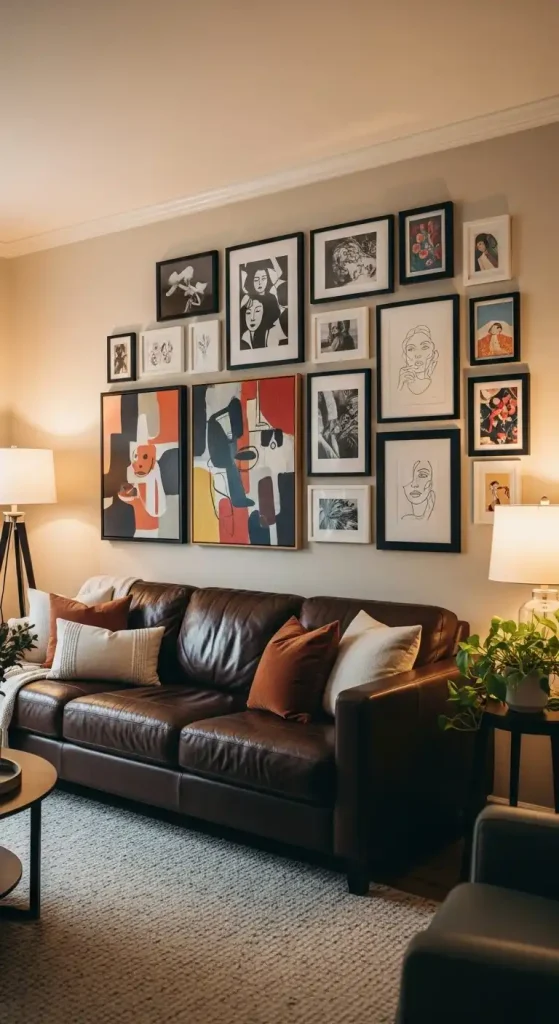  dark Brown Couch Living Room with Gallery of Art