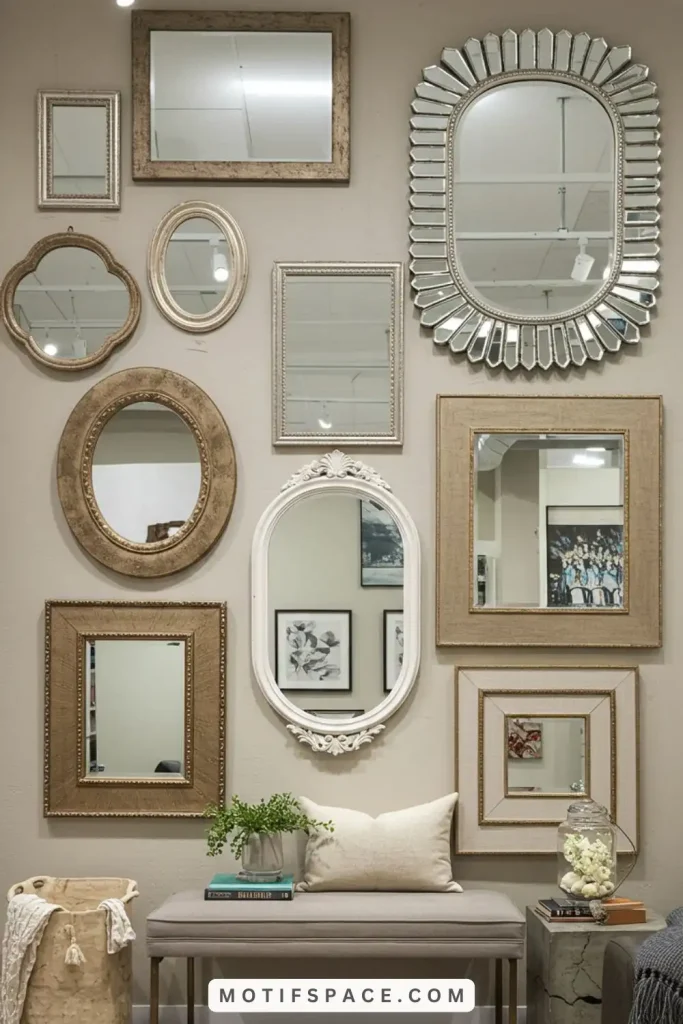 wall of mirrors furniture