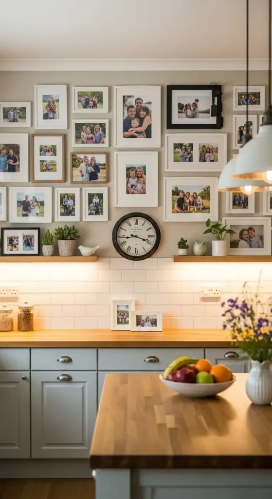 Family Photo Wall in kitchen