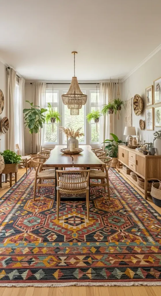 boho dining room ideas Global Rug for the Floor