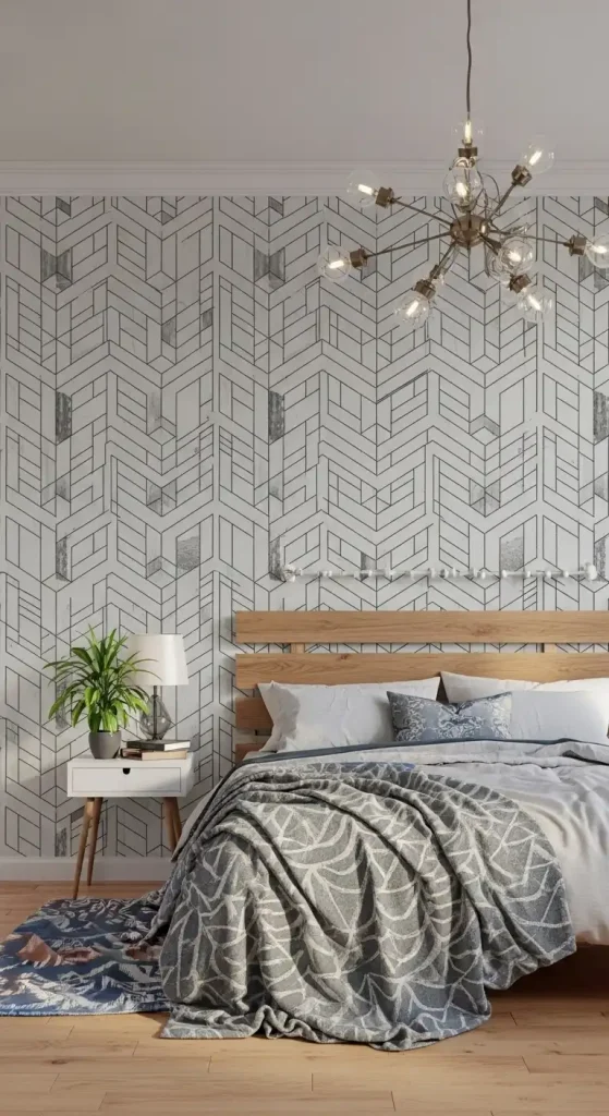 Bedroom Wallpaper Accent WallbModern Geometric Pop