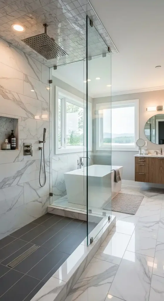 Walk-In Shower with a Rain Head
