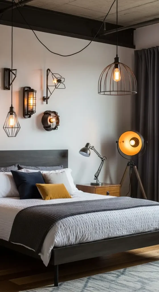 bedroom for men Industrial Lighting