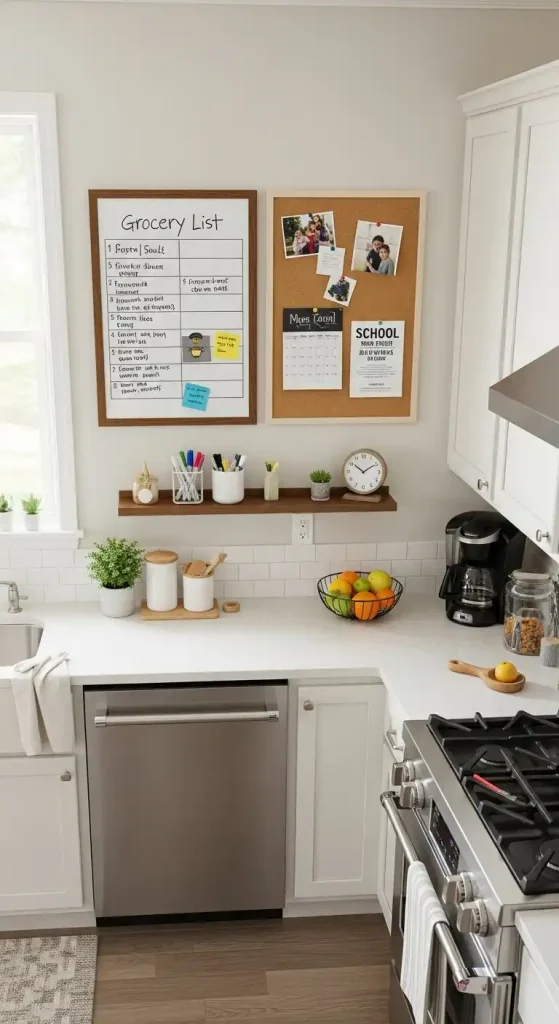 Small Command Center in kitchen wall