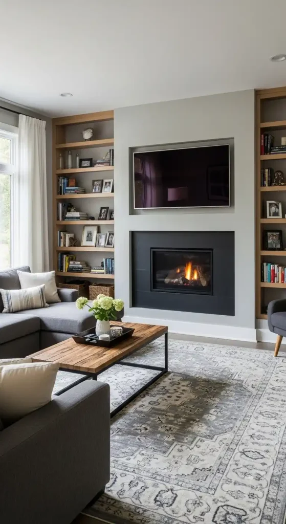 Fireplace with a TV Niche