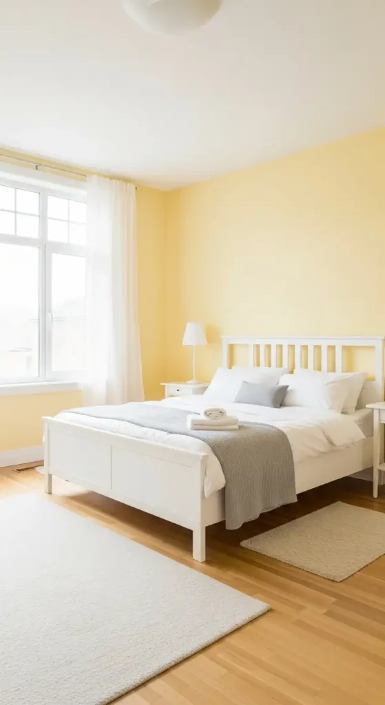 Pastel Yellow paint in bedroom