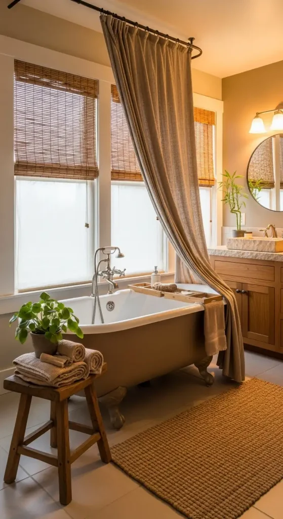 Bamboo Shades for a Cozy Bathroom