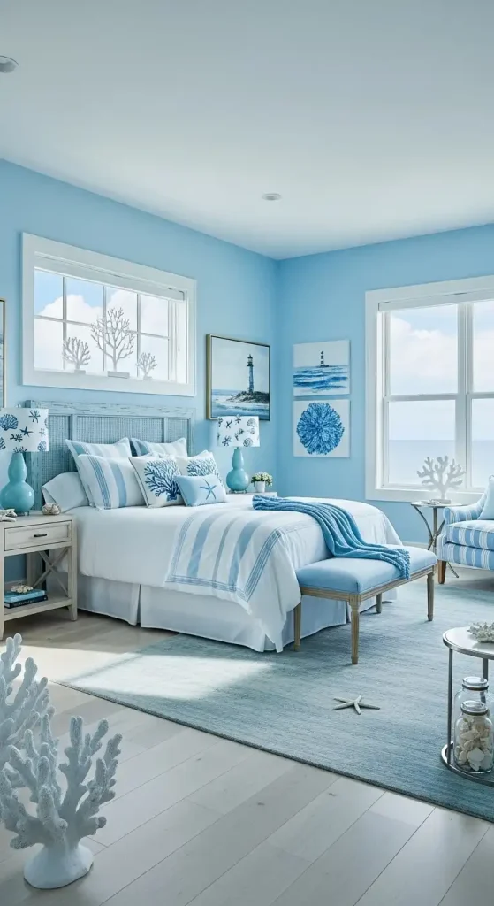 Coastal Bedroom Ideas with a Sky Blue