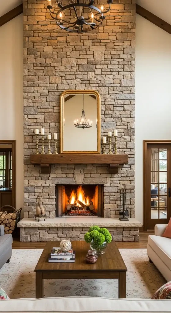 Floor-to-Ceiling Stone fireplace ideas