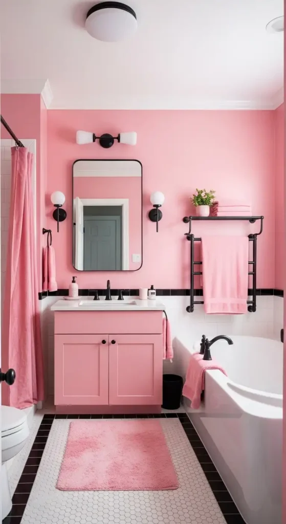 Pink and Black Bathroom for a Modern Vibe