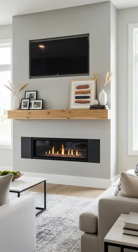 A Floating Mantel fireplace in living room