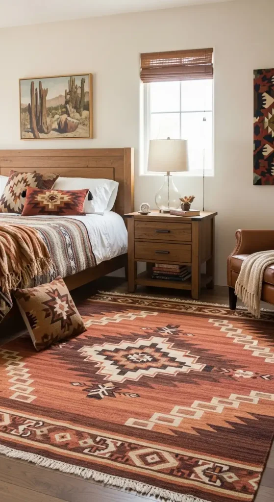 bedroom for men Southwestern-style Rugs