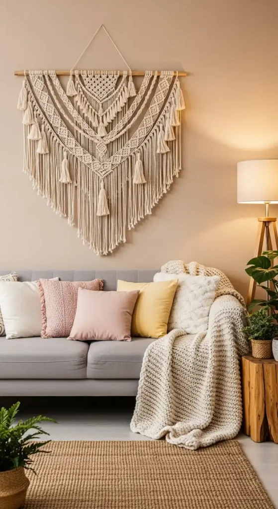 Add a Touch of Softness on wall above couch
