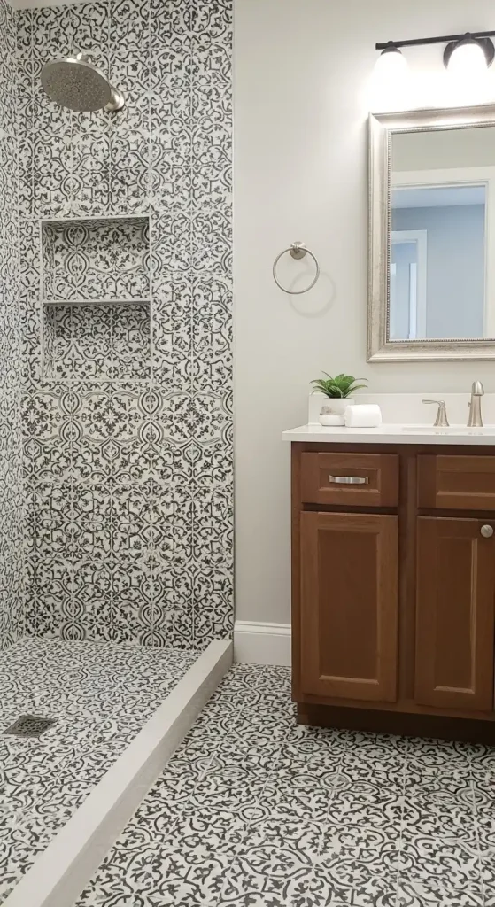 Bathroom Patterned Tile in a Small Area