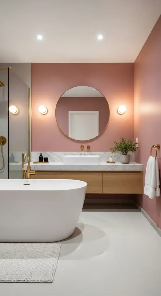 Bathroom with Dusty Rose Paint