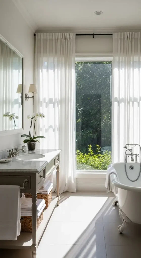 Sheer Bathroom Curtains for a Light and Airy Feel