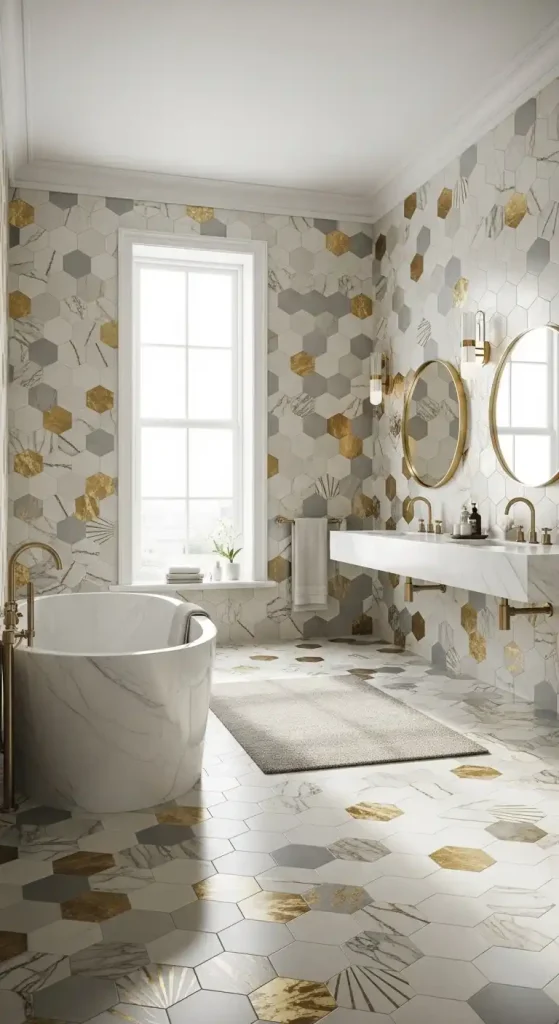 Bathroom Mix and Match Tile Shapes