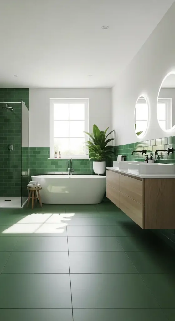 Bathroom with a Green Tile