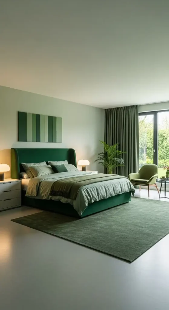 Monochromatic Green Bedroom