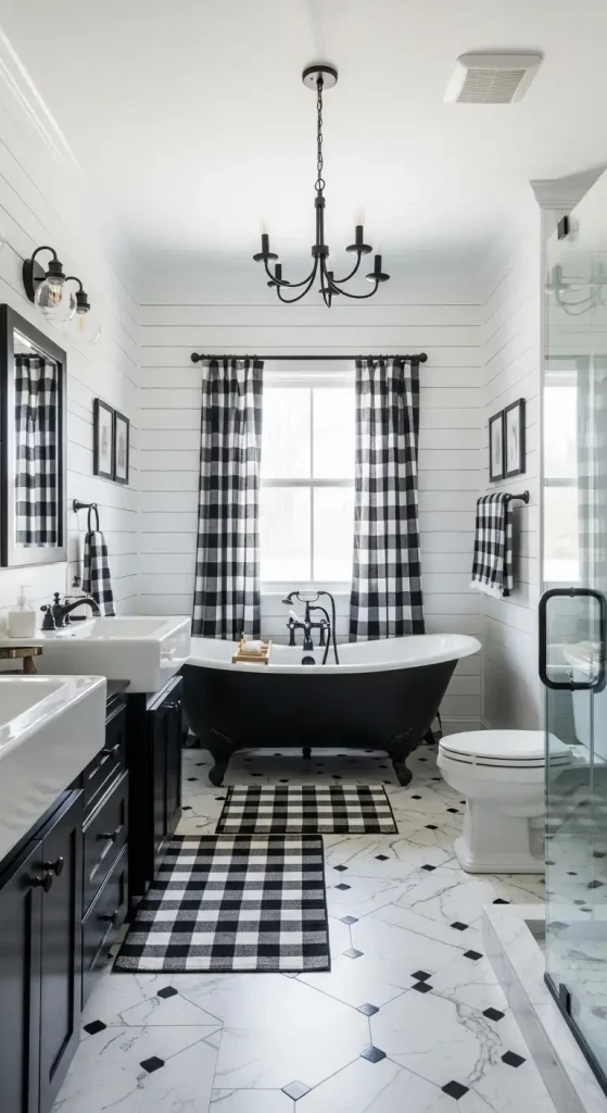 The Black and White Farmhouse Bathroom
