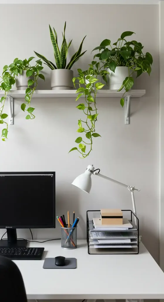 home office decor with greenery