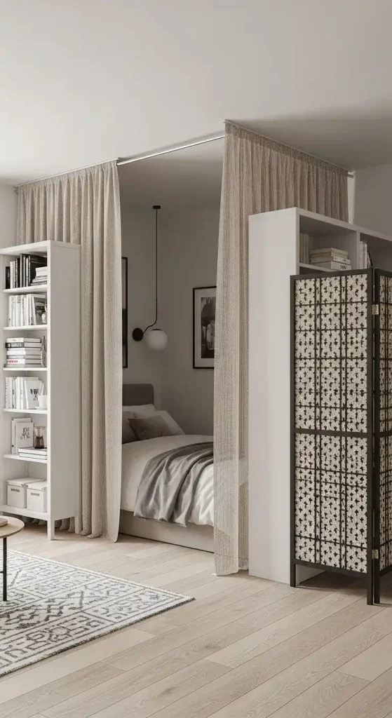 small appartment Room with Curtains