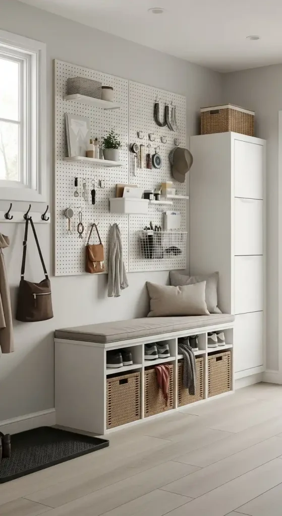Pegboard ikea mudroom ideas